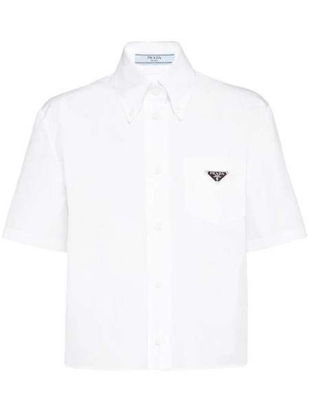  Prada Triangle-logo Poplin Shirt - White 