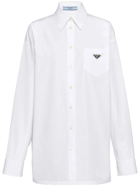  Prada Triangle-logo Poplin Shirt - White 