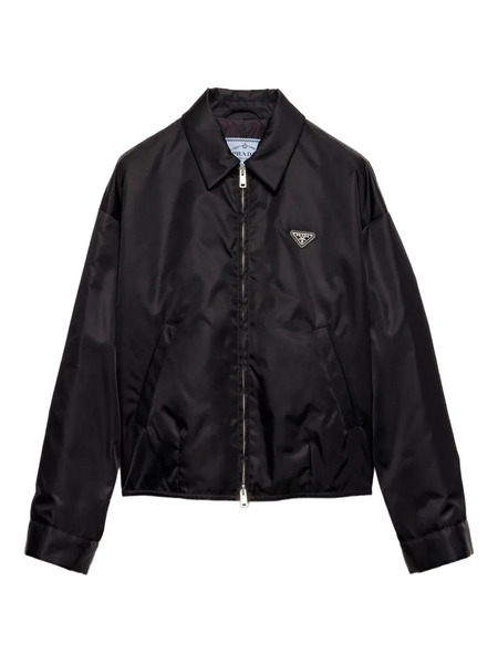 Prada Triangle-logo Shirt-collar Jacket - Black 