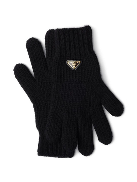  Prada Triangle-logo Wool Gloves - Black 