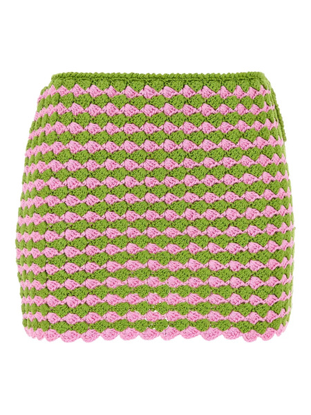  Prada Two-toned Crochet Mini Skirt - Green 