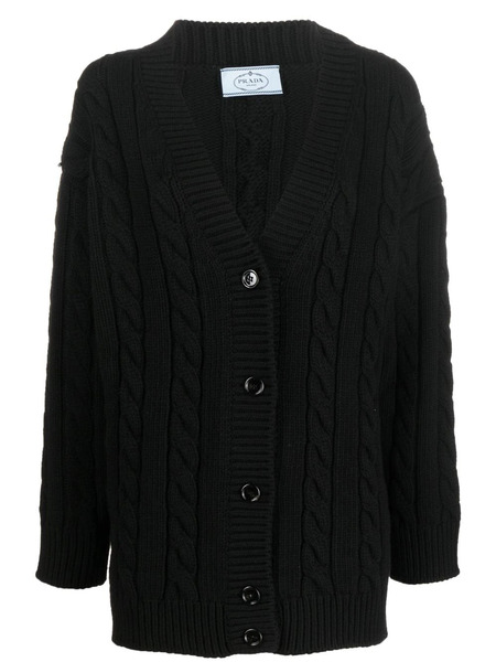  Prada V-neck Cable-knit Cardigan - Black 