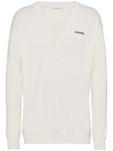  Prada V-neck Cashmere Jumper - White 