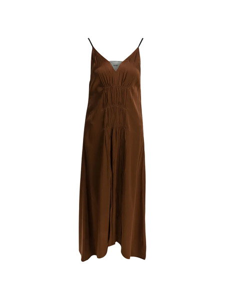  Prada V-neck Midi Dress - Brown 