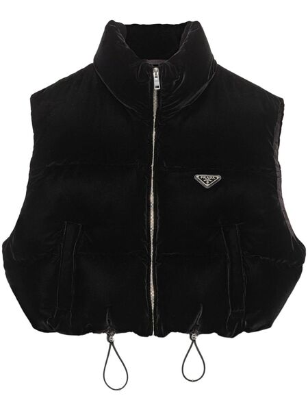  Prada Velvet Down Vest - Black 