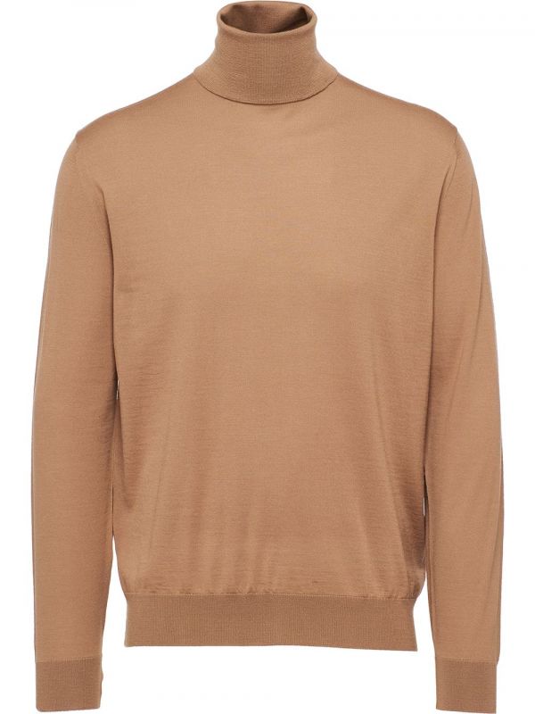  Prada Virgin Wool High-neck Jumper - Brown 