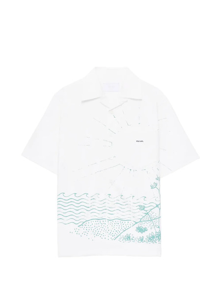 Prada Wave-print Oversized Shirt - White 