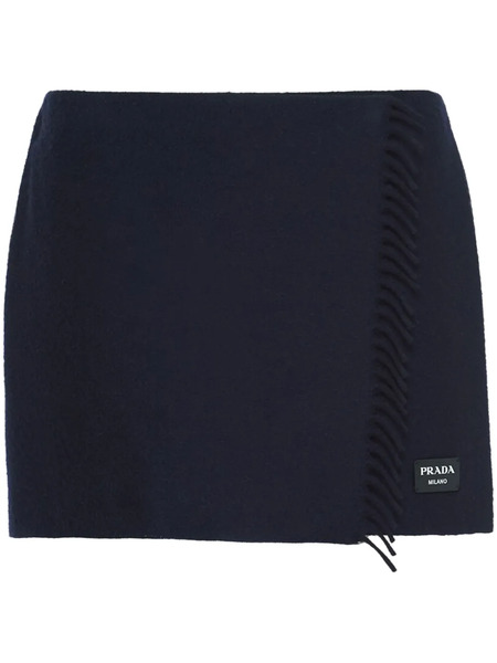  Prada Wraparound Cashmere Miniskirt - Blue 