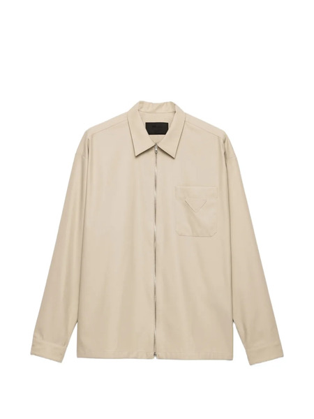  Prada Zip Chest-pocket Overshirt - Neutrals 