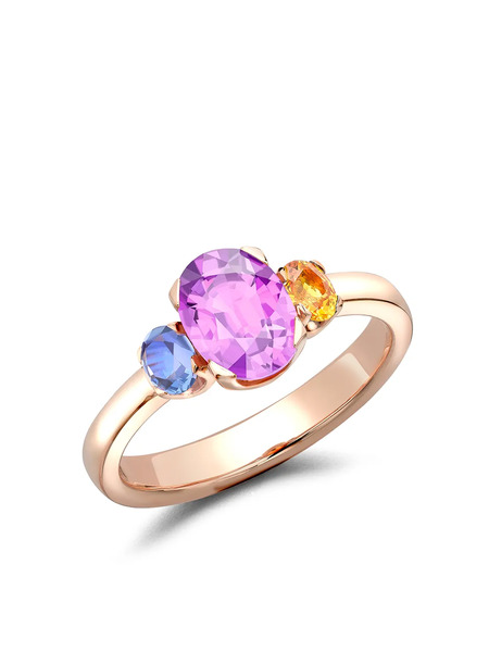  Pragnell 18kt Rose Gold Rainbow Fancy Three-stone Sapphire Ring - Pink 
