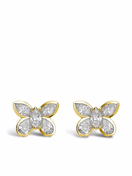  Pragnell 18kt Yellow Gold Butterfly Diamond Stud Earrings 