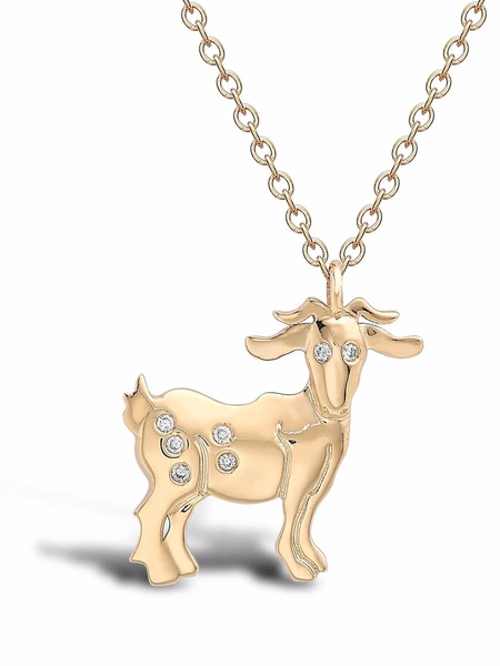  Pragnell 18kt Yellow Gold Zodiac Goat Diamond Pendant 
