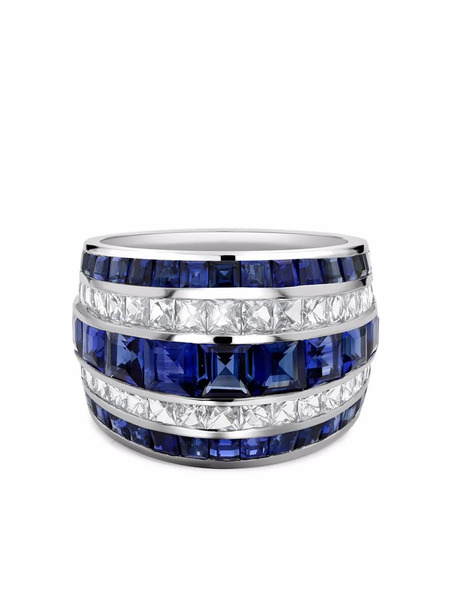  Pragnell Platinum Manhattan Classic Sapphire And Diamond Ring - Silver 