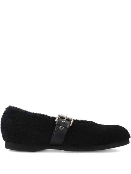  Premiata Buckle-fastening Shearling Ballet Flats - Black 