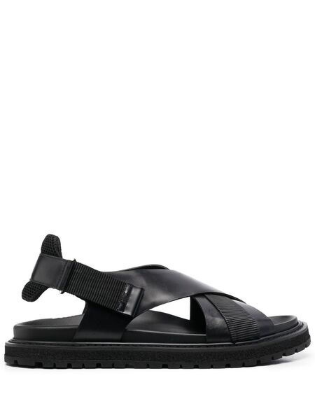  Premiata Crossover-strap Leather Sandals - Black 