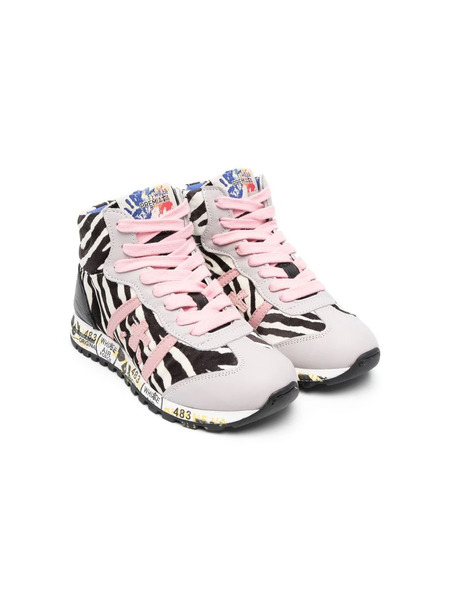  Premiata Kids Zebra-print High-top Sneakers - Grey 