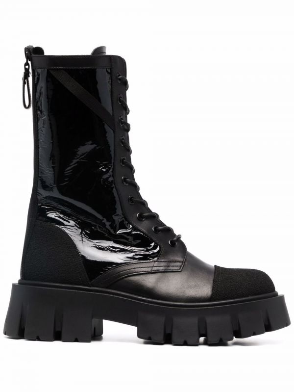  Premiata Lace-up Leather Boots - Black 