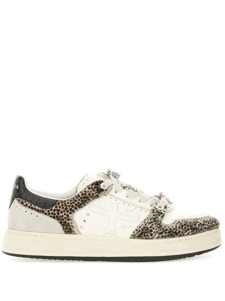  Premiata Quinnd 7655 Animal-print Embellished Sneakers - Neutrals 