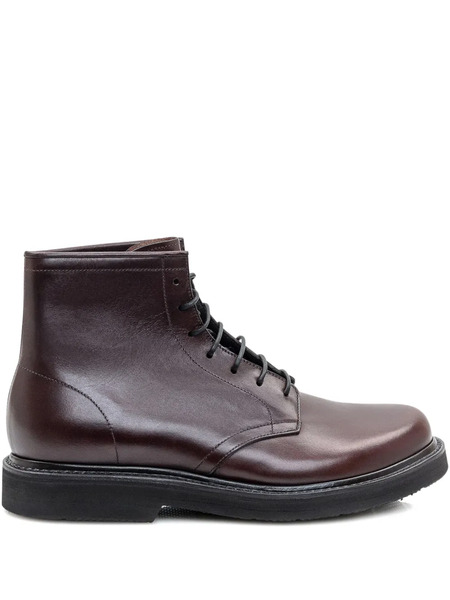  Premiata Topstitched Lace-up Boots - Brown 