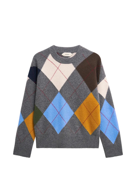  Pringle Of Scotland Crew-neck Argyle-pattern Sweater - Grey 