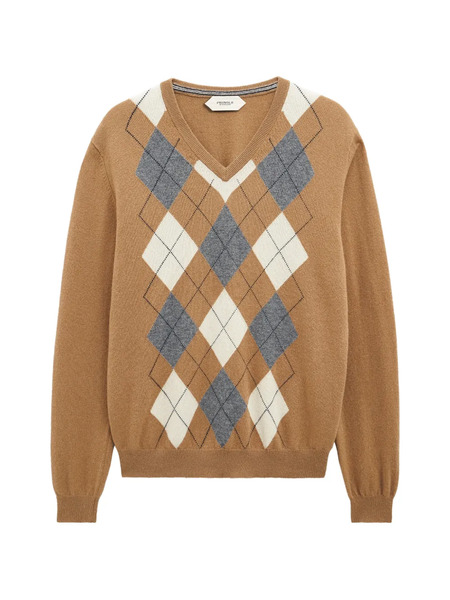  Pringle Of Scotland V-neck Argyle-pattern Sweater - Neutrals 