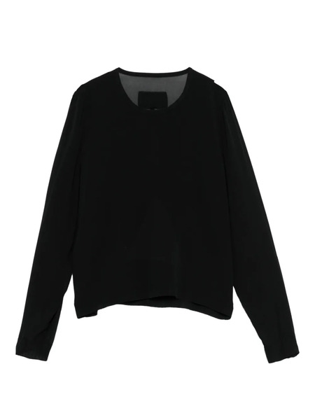  Private 0204 Sheer-panel Long-sleeve T-shirt - Black 