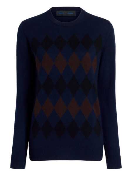  Proenza Schouler Diamond-pattern Merino Wool-silk Blend Sweater - Blue 