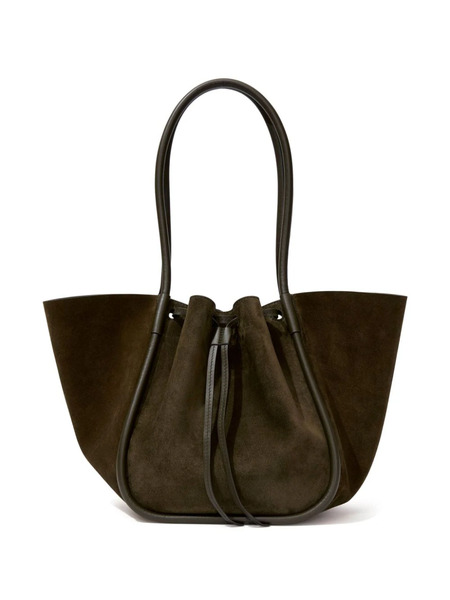  Proenza Schouler Large Ruched Suede Tote Bag - Green 