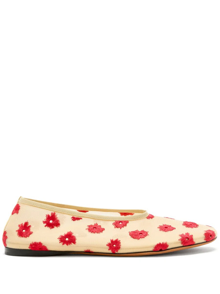  Proenza Schouler Tee Floral-embroidered Ballet Flats - Neutrals 