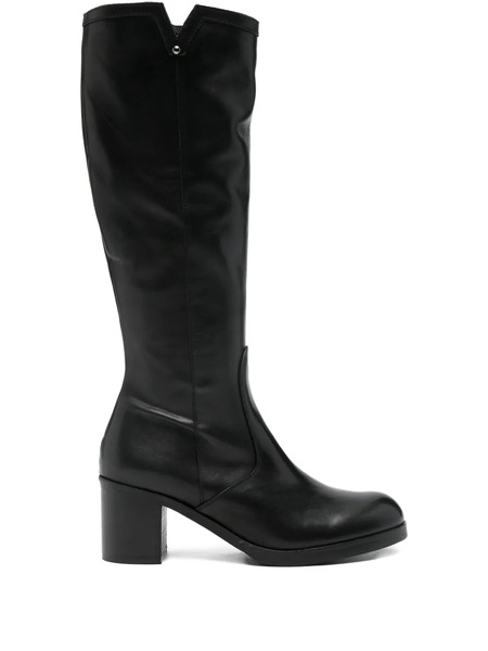  Progetto Block-heel Leather Boots - Black 
