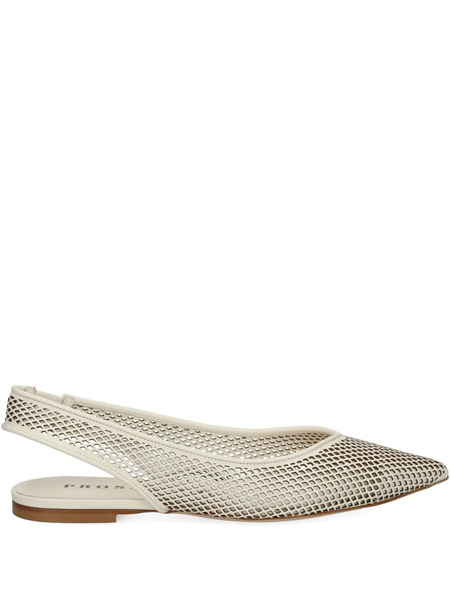  Prosperine Mesh Slingback Flat Pumps - White 