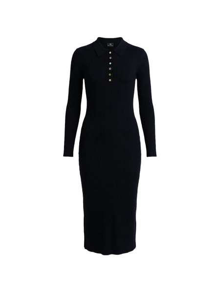  Ps Paul Smith Buttoned Ribbed Midi Dress - Black 