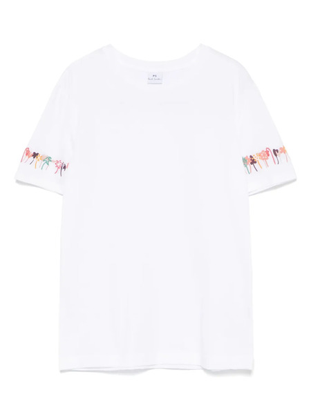  Ps Paul Smith Floral-embroidered T-shirt - White 