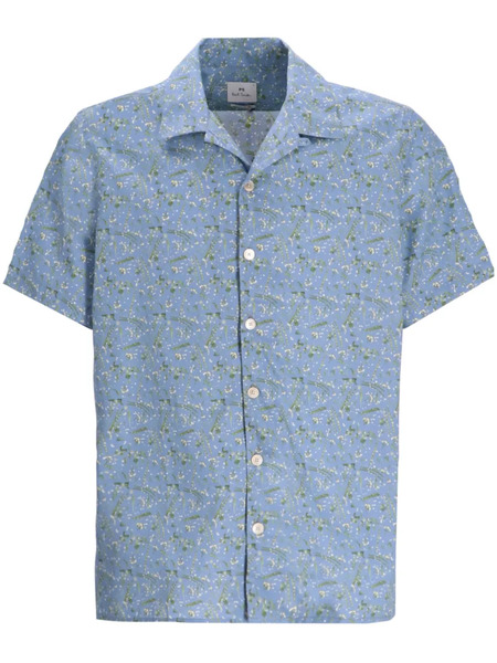  Ps Paul Smith Floral Print Cotton Shirt - Blue 