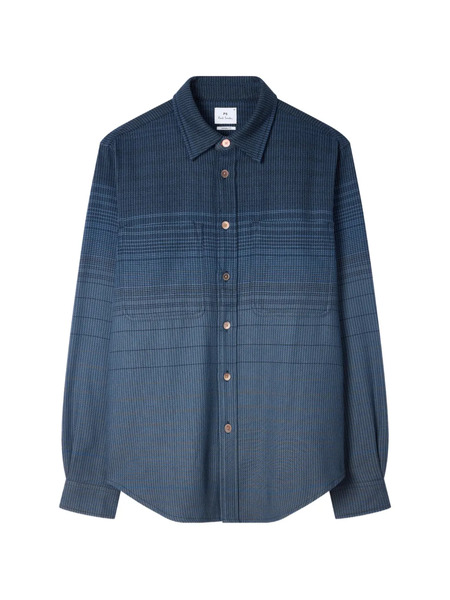  Ps Paul Smith Gradient Buttoned Checked Shirt - Blue 
