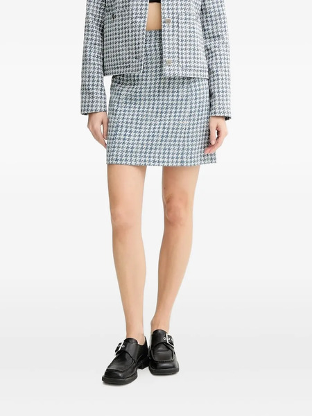  Ps Paul Smith Houndstooth Belted Mini Skirt - Blue 