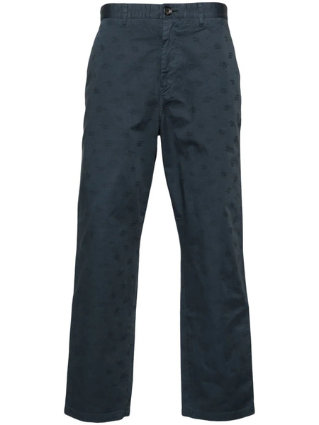  Ps Paul Smith Monogram-jacquard Straight Trousers - Blue 
