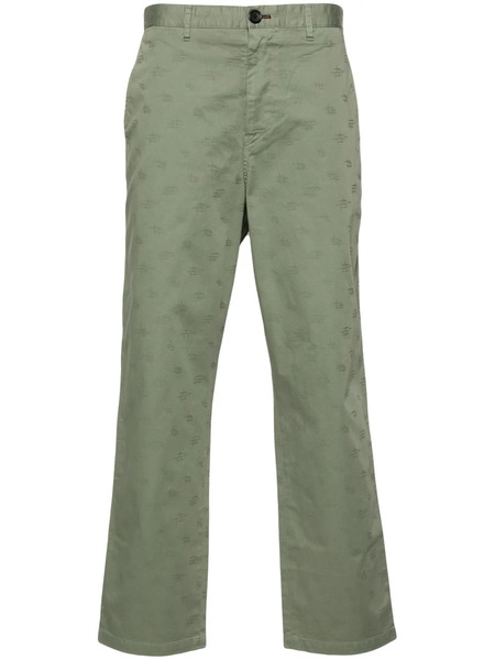  Ps Paul Smith Monogram-jacquard Straight Trousers - Green 