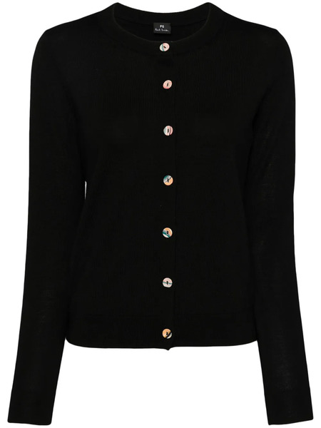  Ps Paul Smith Ribbed-edge Wool Cardigan - Black 