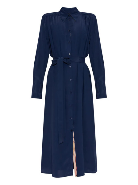  Ps Paul Smith Silk Belted Dress - Blue 