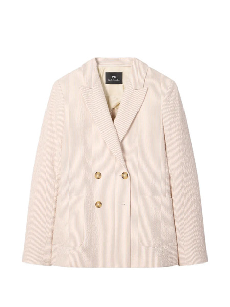  Ps Paul Smith Striped Double-breasted Blazer - White 
