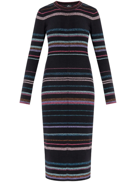  Ps Paul Smith Striped Midi Dress - Black 