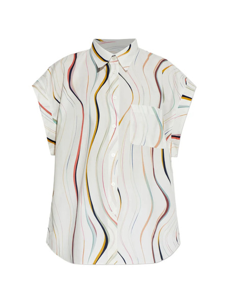  Ps Paul Smith Striped-pattern Chest-pocket Shirt - White 