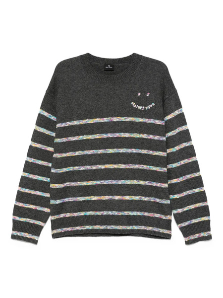  Ps Paul Smith Striped Smiley-face Sweater - Grey 