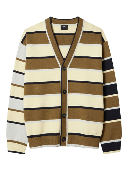  Ps Paul Smith Striped V-neck Cardigan - Neutrals 