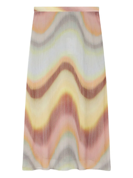  Ps Paul Smith Wave-pattern Midi Skirt - Orange 