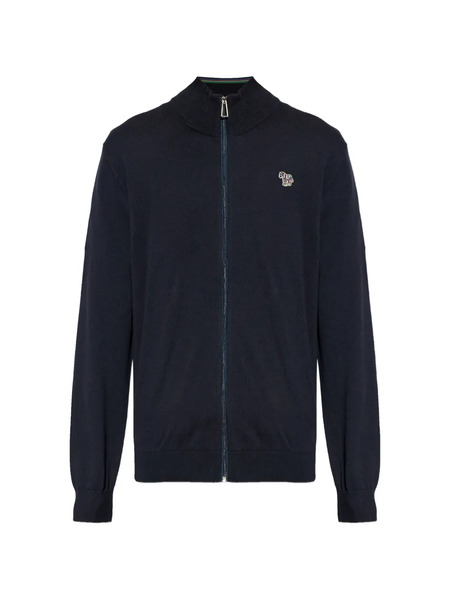  Ps Paul Smith Zebra-logo Zip-up Cardigan - Blue 