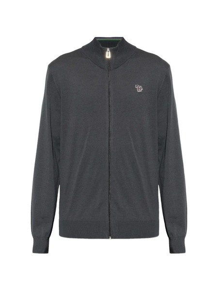  Ps Paul Smith Zebra-logo Zip-up Cardigan - Grey 