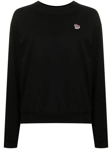  Ps Paul Smith Zebra-motif Organic-cotton Sweater - Black 