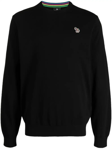  Ps Paul Smith Zebra-patch Crew-neck Jumper - Black 